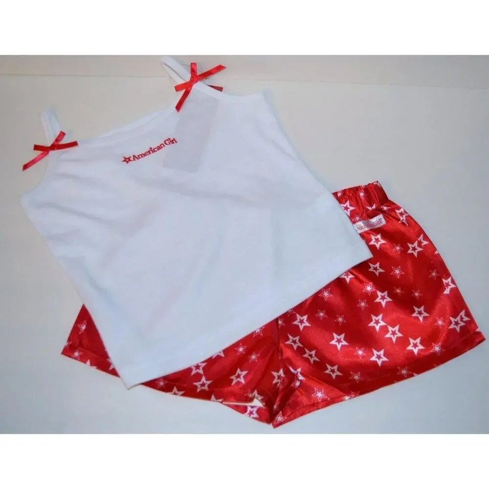American Girl Starry Dreams Red & White Pj's Tank Set Satin Pants XS(6)